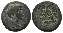Phrygia, Apameia. Tiberius, 14-37 AD. AE. 
Obv: […] KAIΣAP. 
Obv: Bare head of Tiberius, right. 
[…] ΑΠΑΜΕΩΝ. 
Eagle standing facing on thunderbol...