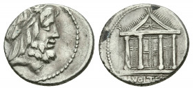 M. Volteius, 78 BC. AR, Denarius,
Obv: Head of Jupiter, right.
Rev: M VOLTEI M F.
Tetrastyle Capitoline Temple.
Cr 385/1; Syd 774; RCV 312.
Condi...
