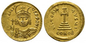 HERACLIUS (610-641). AV, Solidus. Constantinople.
Obv: [δ N ҺЄ]RACLIЧS P P AVG. 
Draped bust facing, wearing crown with plume and holding cross.
Re...