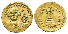 HERACLIUS with HERACLIUS CONSTANTINE (610-641 AD). GOLD Solidus. Constantinople.
Obv: [δδ NN ҺЄRACLI]ЧS ЄT ҺЄRA CONST [P P AV]. 
Crowned and draped ...