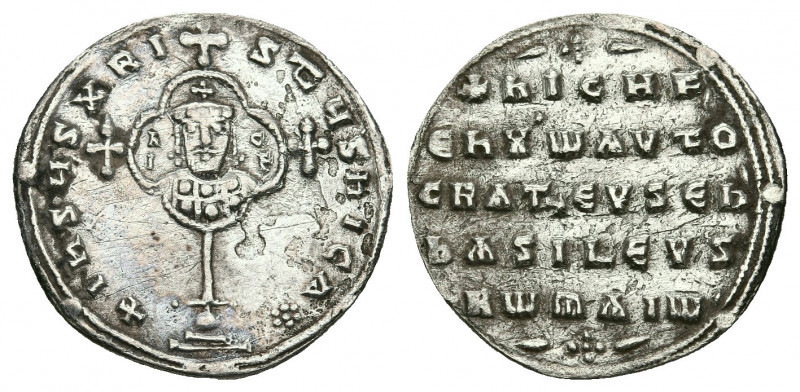 NICEPHORUS II PHOCAS (963-969 AD). AR, Miliaresion. Constantinople.
Obv: + IҺSЧ...