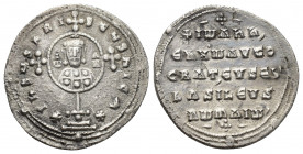JOHN I TZIMISCES (969-976 AD). AR, Miliaresion. Constantinople.
Obv: + IҺSЧS XRISTЧS ҺICA ✷.
Cross crosslet set on globus above two steps; in centra...
