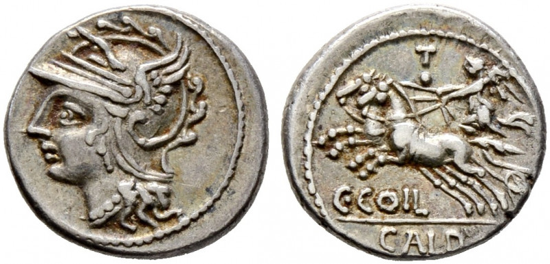 Römische Republik. C. Coelius Caldus 104 v. Chr. 
Denar -Rom-. Romakopf mit Flü...