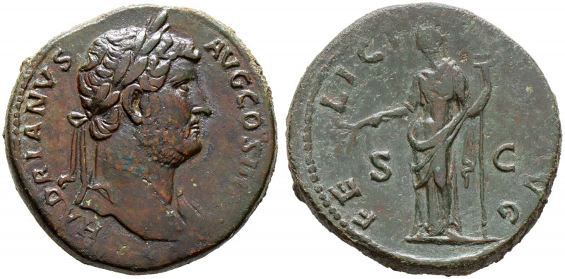 Kaiserzeit. Hadrianus 117-138 
Sesterz 134-138 -Rom-. HADRIANVS AVG COS III P P...
