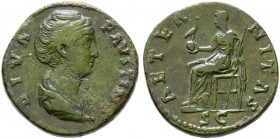 Kaiserzeit. Faustina maior †141, Gemahlin des Antoninus Pius 
Sesterz (Diva Faustina unter Antoninus Pius) ca. 146-161 -Rom-. DIVA FAVSTINA. Drapiert...