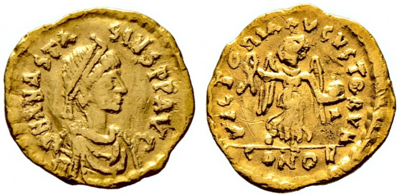 Anastasius I. 491-518 
Tremissis 492/518 -Constantinopolis-. Drapierte Panzerbü...
