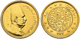 Ägypten. Fuad I. 1922-1936 AD/1341-1355 AH 
100 Piastres 1922 (AH 1340). Gelbgold. KM 341, Fr. 103. 8,55 g vorzüglich
