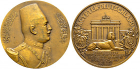 Ägypten. Fuad I. 1922-1936 AD/1341-1355 AH 
Bronzemedaille 1929 von S.E. Vernier, auf den Staatsbesuch des Königs in Deutschland vom 10.-13. Juni. Br...