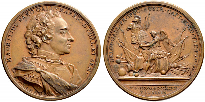 Baltikum-Kurland. Moritz, Graf von Sachsen 1747-1750 
Bronzemedaille 1747 von J...