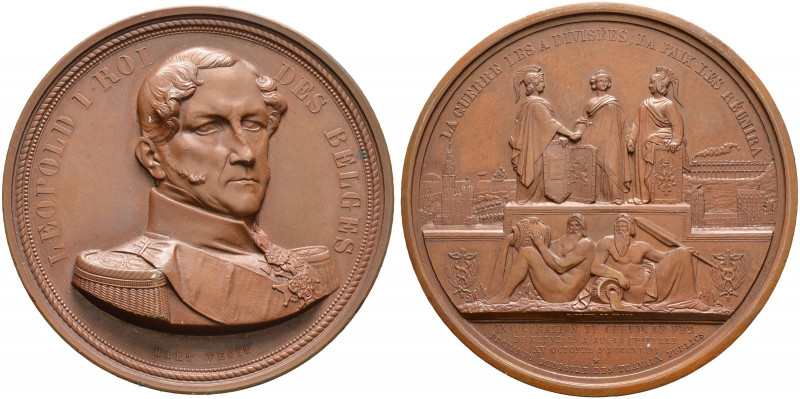Belgien-Königreich. Leopold I. 1830-1865 
Große Bronzemedaille 1843 von L.J. Ha...