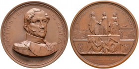 Belgien-Königreich. Leopold I. 1830-1865 
Große Bronzemedaille 1843 von L.J. Hart, auf die Einweihung der Eisenbahnlinie von Verviers nach Aachen. Br...