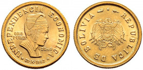Bolivien. Republik 
3,5 Grams 1952. Arbeiterbüste. KM -, Fr. 43. 3,5 g Feingold vorzüglich-prägefrisch