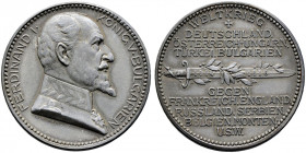 Bulgarien. Ferdinand I. 1887-1918 
Medaille in Kriegsmetall 1916 von Mayer und Wilhelm, auf die Waffenbrüderschaft mit Deutschland, Österreich-Ungarn...