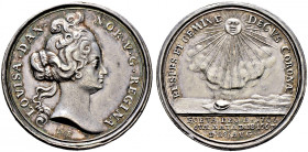 Dänemark. Frederik IV. 1699-1730 
Silbermedaille 1706 von P. Berg, auf die Schwangerschaft der Königin und die glückliche Entbindung der Prinzessin C...