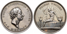 Dänemark. Frederik V. 1746-1766 
Silberne Prämienmedaille 1754 von P. Gianelli, der Kunstakademie. Büste des Königs als Stifter mit Strahlenkrone nac...