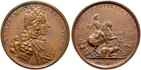 Estland-Narva, Stadt. 
Bronzemedaille 1700 von Hartmann, auf den Sieg der Schweden über die Russen bei Narva am 20. November und den Entsatz der Stad...
