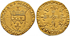 Frankreich-Königreich. Francois I. 1515-1547 
Ecu d'or au soleil o.J. (1519) -Lyon-. Gekröntes Wappen / Lilienkreuz, in den Winkeln abwechselnd Lilie...