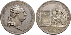 Frankreich-Königreich. Louis XVI. 1774-1793 
Silbermedaille 1793 von Baldenbach, auf seinen Tod. Büste mit Zopfschleife nach rechts / Vor einem besch...