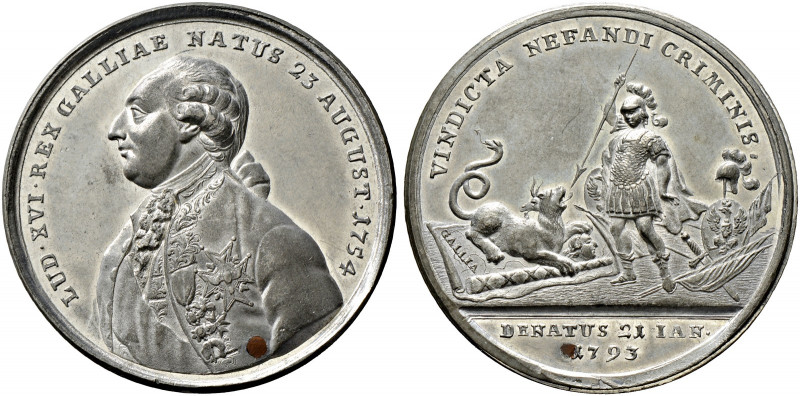 Frankreich-Königreich. Louis XVI. 1774-1793 
Zinnmedaille mit Kupferstift 1793 ...
