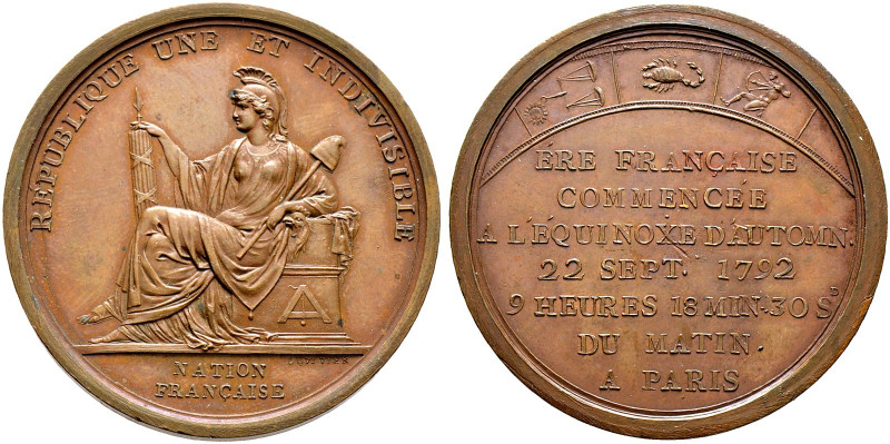 Frankreich-Königreich. Erste Republik 1792-1799 
Bronzemedaille 1792 von Duvivi...