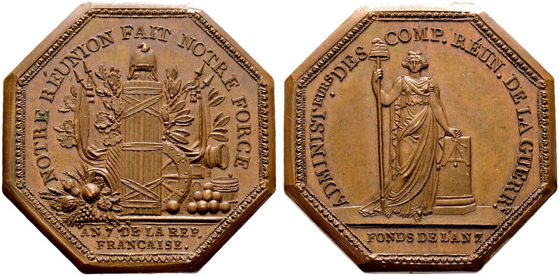 Frankreich-Königreich. Erste Republik 1792-1799 
Oktogonale Bronzemedaille L'AN...