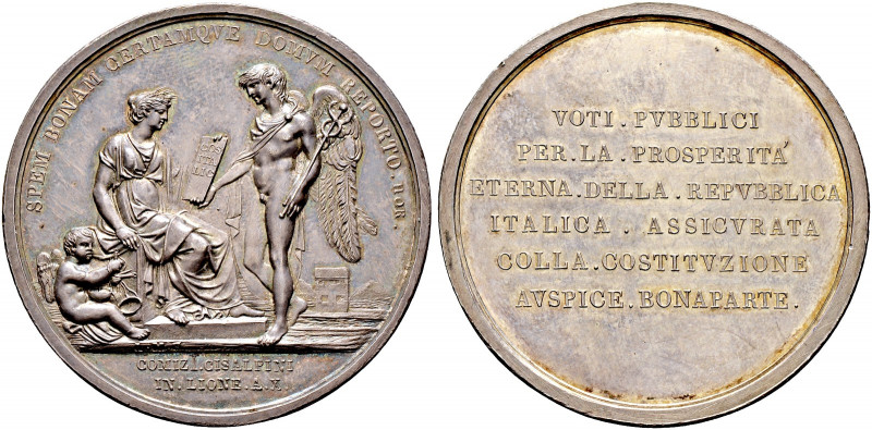 Frankreich-Königreich. Bonaparte, 1. Konsul 1799-1804 
Silbermedaille AN X (180...