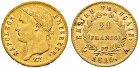 Frankreich-Königreich. Napoleon I. 1804-1815 
20 Francs 1810 -Paris-. Gad. 1025, Schl. 64, Fr. 511. 6,44 g sehr schön