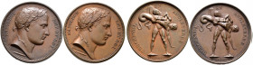 Frankreich-Königreich. Napoleon I. 1804-1815 
2-tlg. Set, bestehend aus: Bronzemedaille 1804 von Droz, auf die geplante Invasion in England. Belorbee...
