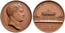 Frankreich-Königreich. Napoleon I. 1804-1815 
Bronzemedaille 1806 von Andrieu und Jaley, auf den Einzug in Berlin. Belorbeerte Büste nach rechts / Br...