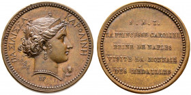 Frankreich-Königreich. Napoleon I. 1804-1815 
Kleine Bronzemedaille o.J. (1808) von Brenet, auf den Besuch seiner jüngsten Schwester Caroline (Gemahl...