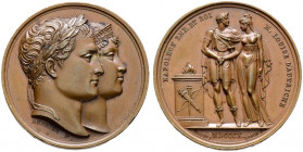 Frankreich-Königreich. Napoleon I. 1804-1815 
Bronzemedaille 1810 von Andrieu und Brenet, auf den gleichen Anlass. Beider Köpfe hintereinander nach r...