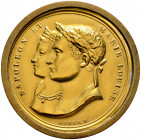 Frankreich-Königreich. Napoleon I. 1804-1815 
Einseitiges, vergoldetes Bronze-Klischee o.J. (1810) von Morel, auf den gleichen Anlass. Beider Büsten ...