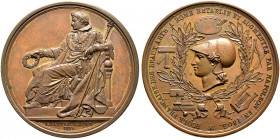 Frankreich-Königreich. Napoleon I. 1804-1815 
Bronzene Prämienmedaille 1812 von Gatteaux, der Ecole francaise des beaux-arts á Rome. Napoleon im Kais...