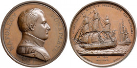 Frankreich-Königreich. Napoleon I. 1804-1815 
Bronzemedaille 1815 von Webb und Brenet, auf die Einschiffung Napoleons auf der Bellerophon. Brustbild ...