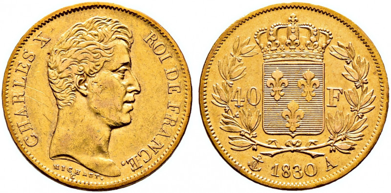 Frankreich-Königreich. Charles X. 1824-1830 
40 Francs 1830 -Paris-. Gad. 1105,...