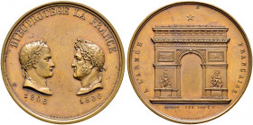 Frankreich-Königreich. Louis Philippe 1830-1848 
Bronzemedaille 1836 von Montagny, auf die Enthüllung des Arc d'Etoile. Die belorbeerten Büsten von N...