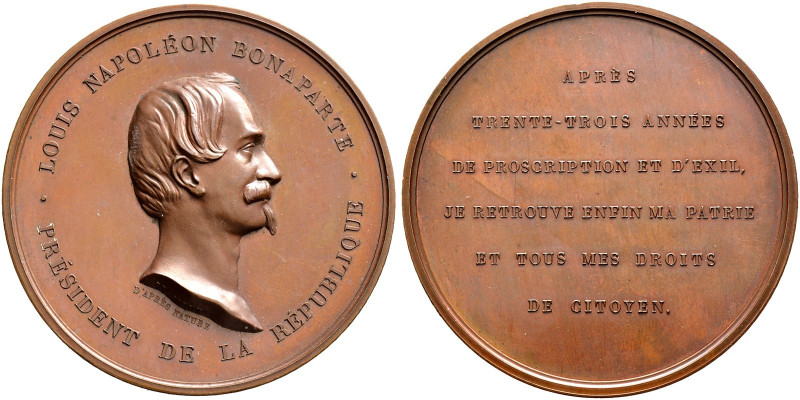 Frankreich-Königreich. Louis Napoleon, President 1848-1852 
Bronzemedaille o.J....