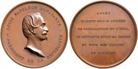 Frankreich-Königreich. Louis Napoleon, President 1848-1852 
Bronzemedaille o.J. (1848) von Brasseux, auf seine Präsi­denten­wahl. Büste nach rechts /...