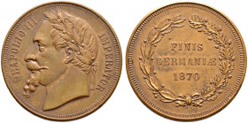 Frankreich-Königreich. Napoleon III. 1852-1870 
Satirische Bronzemedaille (Module de 5 Francs) 1870 unsigniert, auf den erwarteten Sieg über Deutschl...