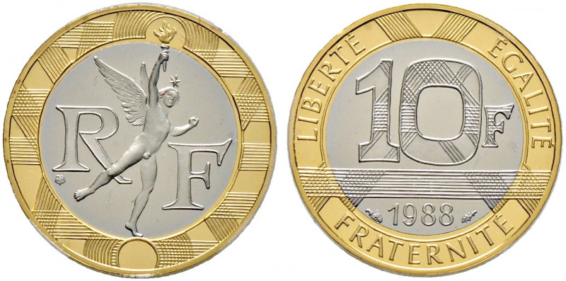 Frankreich-Königreich. Fünfte Republik seit 1958 
10 Francs (Bimetall: GOLD, PA...