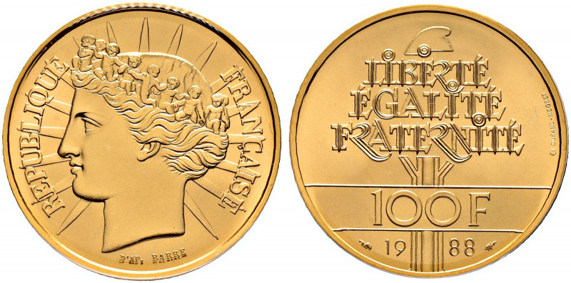 Frankreich-Königreich. Fünfte Republik seit 1958 
100 Francs 1988. Cereskopf. G...