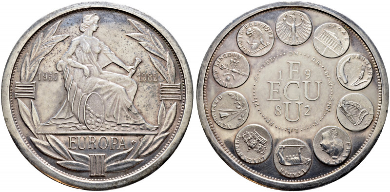 Frankreich-Königreich. Fünfte Republik seit 1958 
"Ecu"-Medaille (PIEDFORT) in ...
