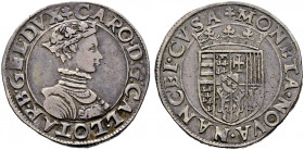 Frankreich-Lothringen. Charles III. 1545-1608 
Teston o.J. (um 1550) -Nancy-. Gekröntes Brustbild im Harnisch nach rechts / Gekröntes Wappen. Flon S....