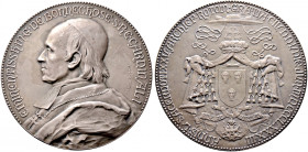 Frankreich-Rouen, Bistum. Henri Marie Gaston de Bonnechose 1858-1883 
Mattierte Silbermedaille 1883 von D. Dupois, auf seinen Tod. Brustbild nach lin...