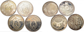 Fujairah, Emirat. Muhammad bin Hamad al-Sharqi 1952-1974 
Lot (4 Stücke): Silbermünzen zu 10 Riyals 1969. Apollo XI-XIV. KM 4,5,19,22. feine Patina, ...