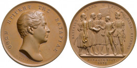 Griechenland. Otto von Bayern 1832-1862 
Bronzemedaille 1832 von K. Lange, auf seine Krönung. Büste nach rechts / Drei Hellenen überreichen dem Prinz...