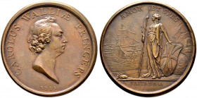 Großbritannien. George II. 1727-1760 
Bronzemedaille 1745 unsigniert, auf die erwartete Ankunft des Prinzen Charles von Wales ("The Young Pretender")...