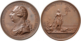 Großbritannien. George III. 1760-1820 
Bronzemedaille 1802 von C.H. Küchler, auf den Frieden von Amiens. Brustbild im Harnisch nach links / Pax mit e...