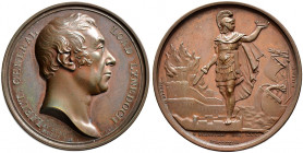 Großbritannien. George III. 1760-1820 
Bronzemedaille 1813 von T. Webb und G. Mills, auf die Einnahme von San Sebastian durch die Engländer und Portu...