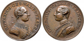 Großbritannien. George III. 1760-1820 
Bronzemedaille o.J von A. Vere, auf seine Söhne Edward und Georg. Brustbild von Edward August im Harnisch mit ...